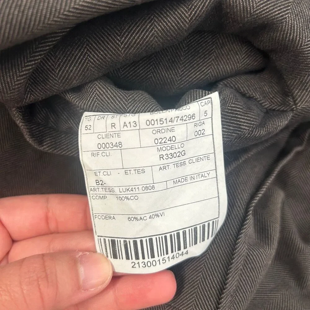 Boglioli Milano COAT Jacket EU52 Herringbone Cotton Blazer